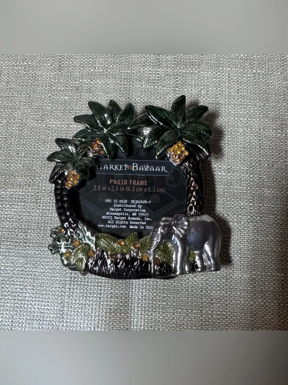 Market Bazaar Green Palm & Elephant Accent Picture Frame